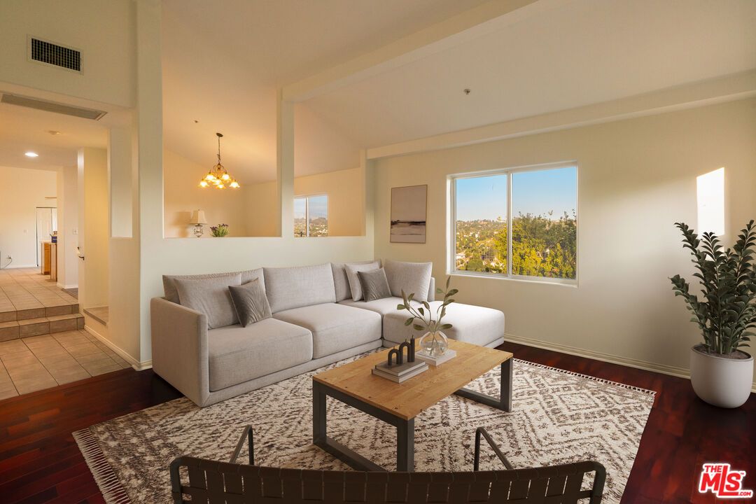 Interior, Living room, Pendant Lights, Recessed Lighting, Wood Texture Flooring