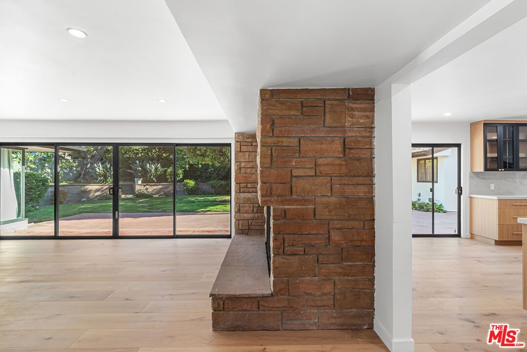 Interior, Recessed Lighting, Stone Walls, Wood Texture Flooring