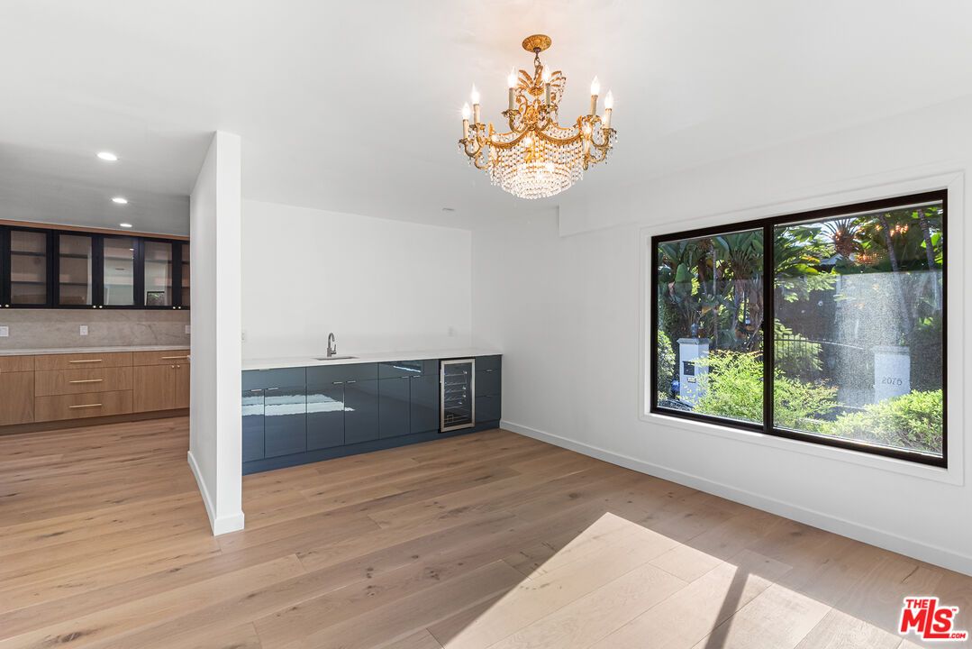 Chandelier, Empty room, Interior, Recessed Lighting, Wood Texture Flooring