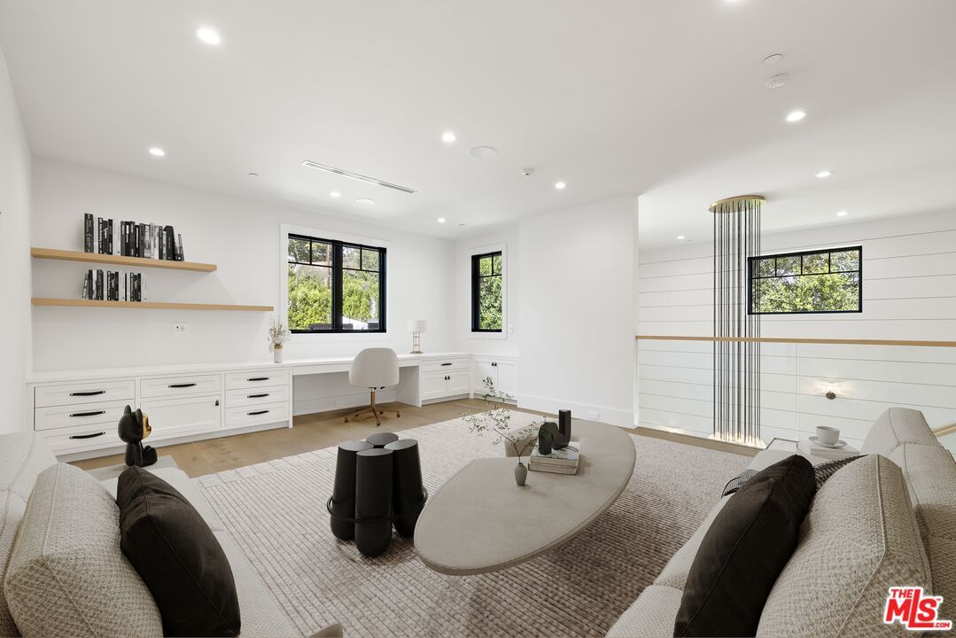 Home Office, Interior, Recessed Lighting, Wood Texture Flooring