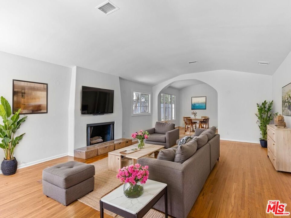 Dining room, Fireplace, Interior, Living room, Wood Texture Flooring
