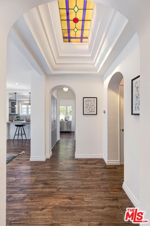 Glass Ceilings, Interior, Pendant Lights, Recessed Lighting, Wood Texture Flooring