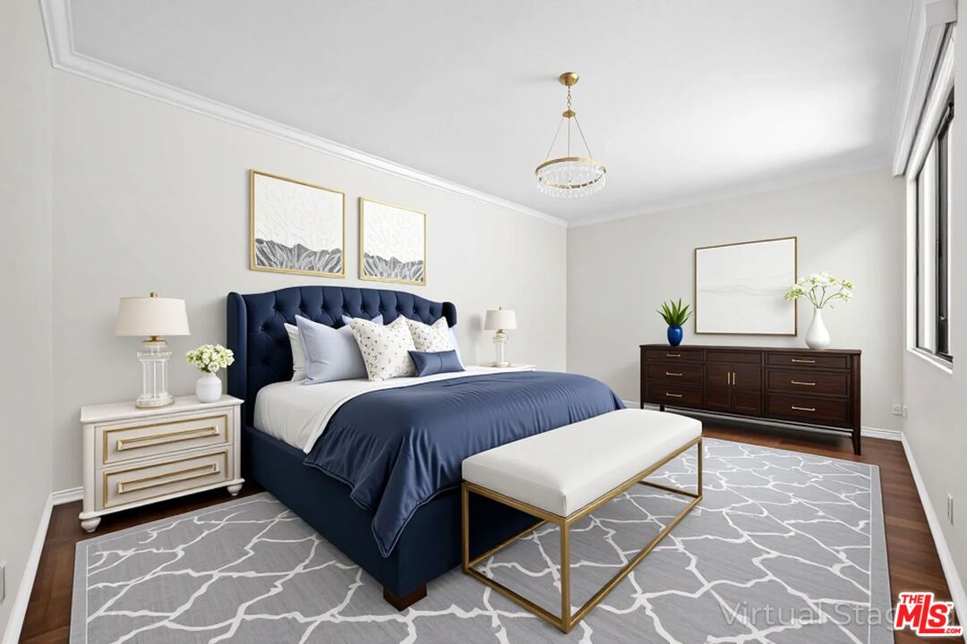 Bedroom, Interior, Pendant Lights, Wood Texture Flooring