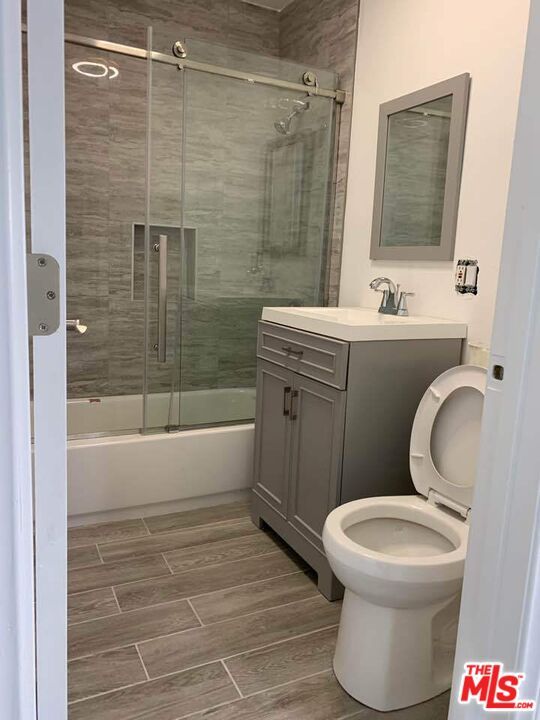 Bathroom, Glass Shower, Interior, Wood Texture Flooring
