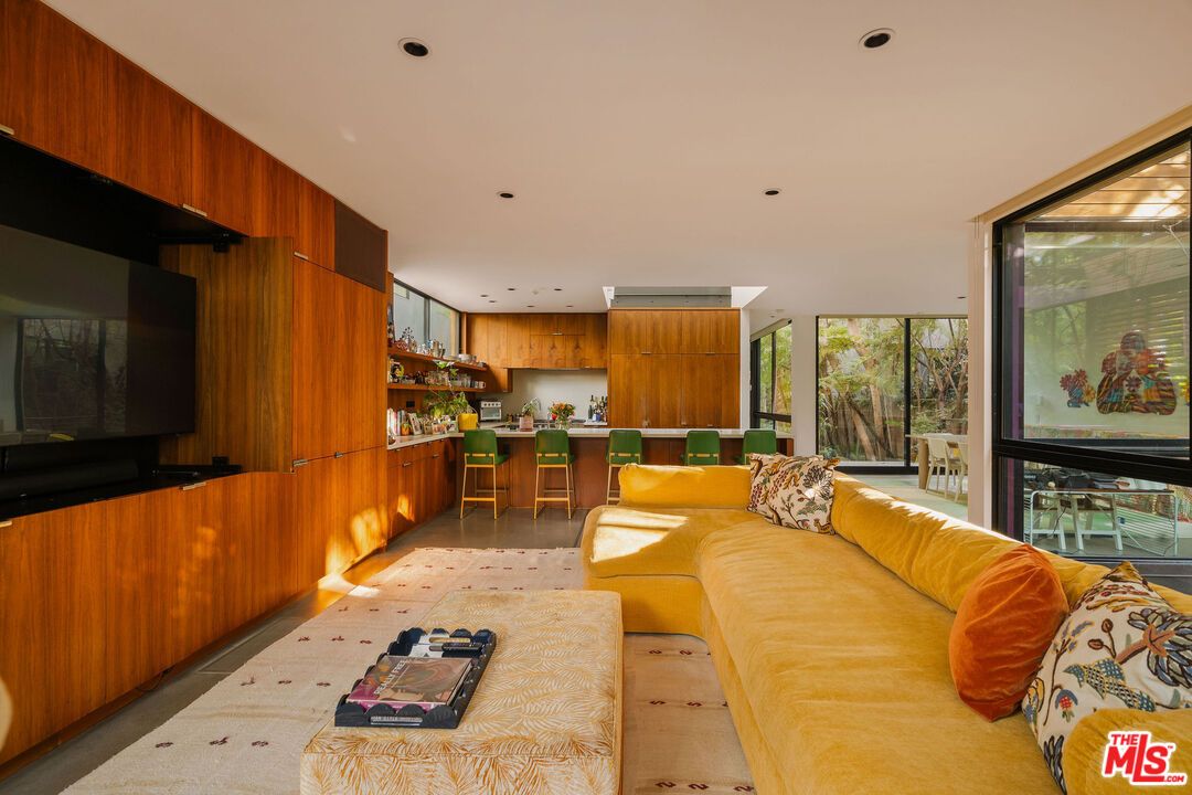 Interior, Kitchen, Living room, Recessed Lighting, Wooden Walls