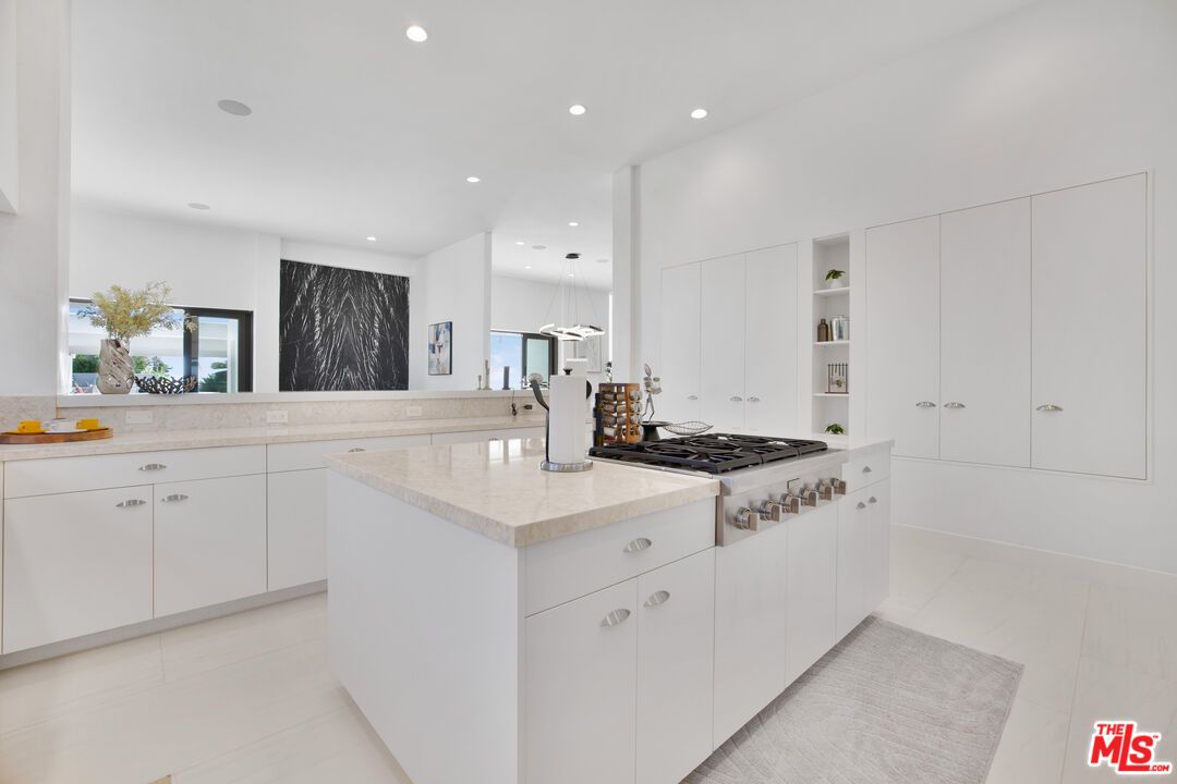 Interior, Kitchen, Marble Walls, Pendant Lights, Recessed Lighting