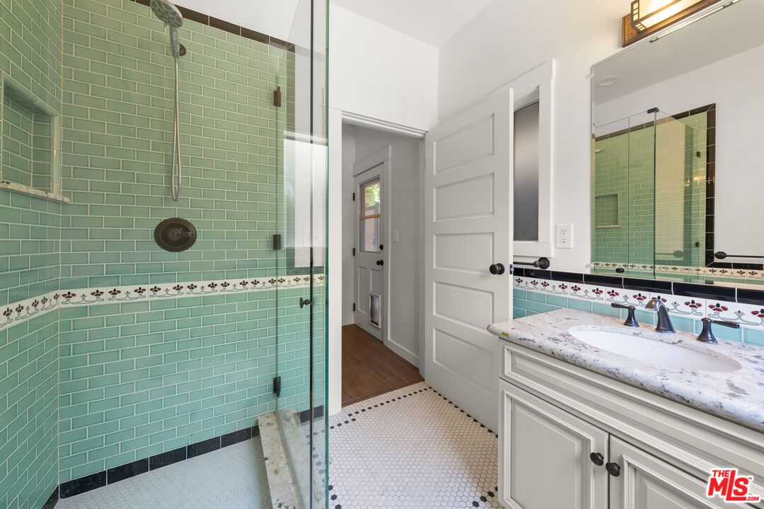 Bathroom, Glass Shower, Interior, Wood Texture Flooring