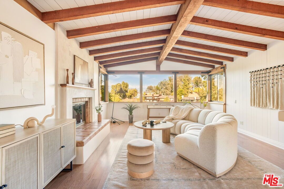 Fireplace, Interior, Living room, Wooden Beams, Wood Texture Flooring