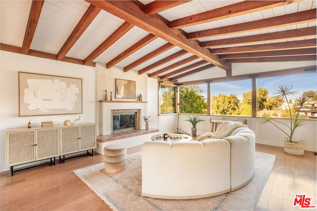 Fireplace, Interior, Living room, Wooden Beams, Wood Texture Flooring