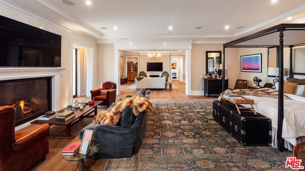 Bedroom, Chandelier, Dining room, Fireplace, Interior, Living room, Recessed Lighting, Wood Texture Flooring