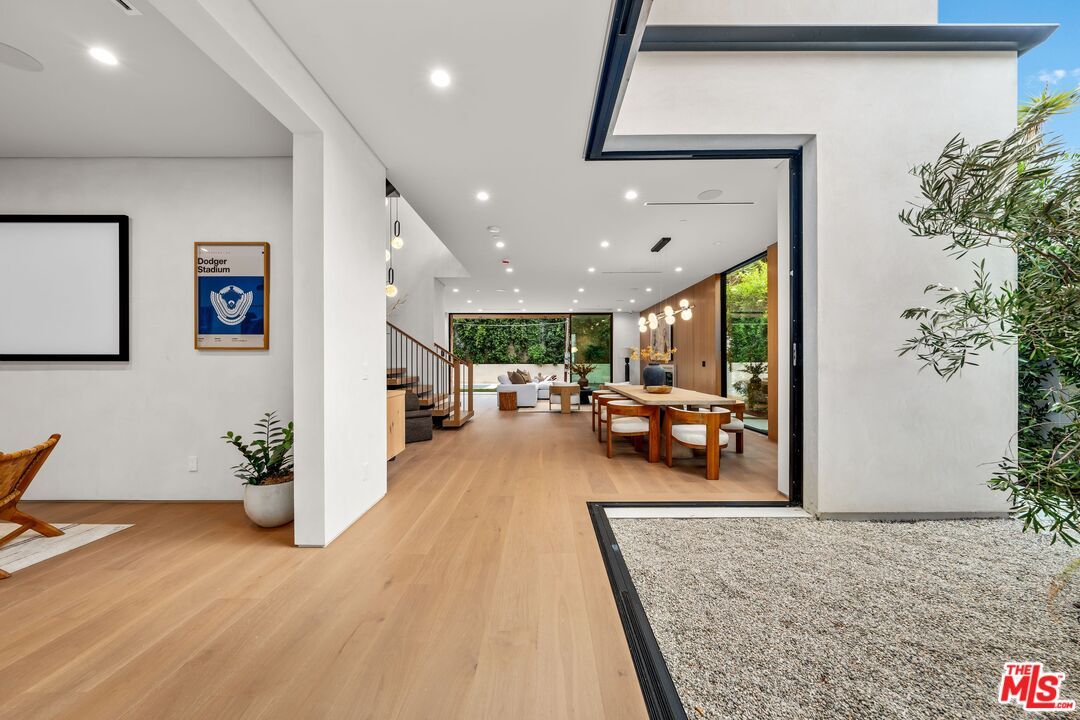 Dining room, Interior, Pendant Lights, Recessed Lighting, Wood Texture Flooring