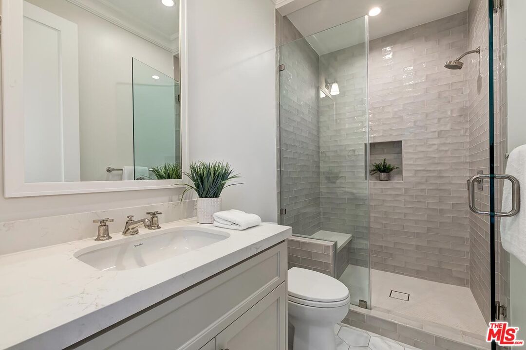 Bathroom, Glass Shower, Interior, Marble, Recessed Lighting