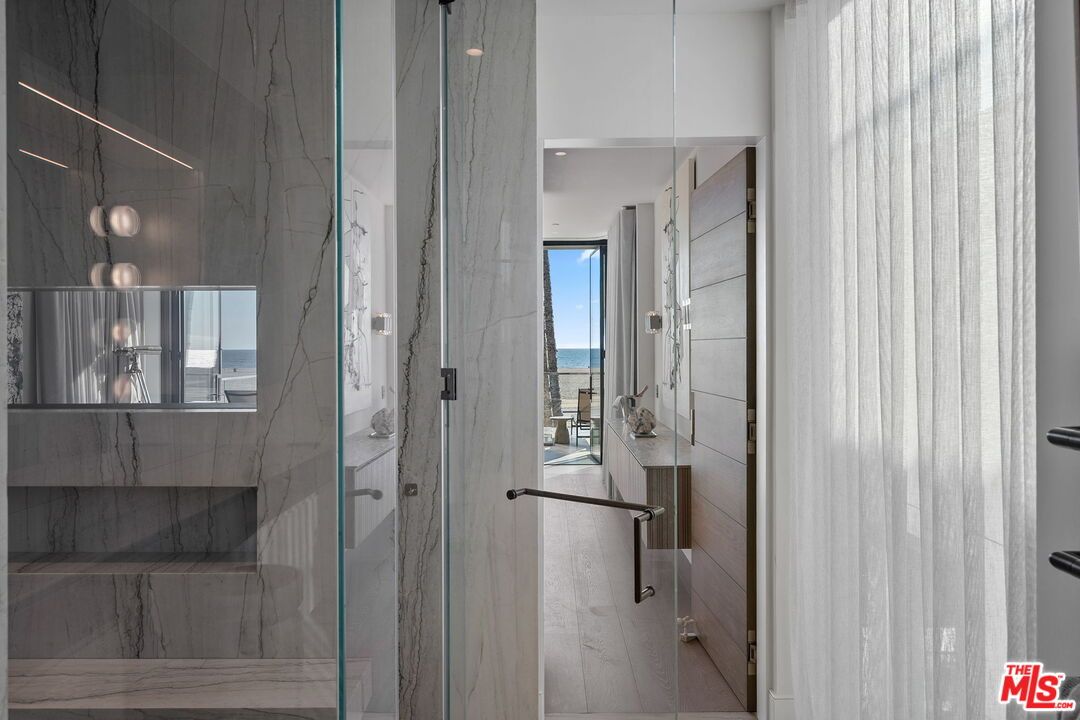 Bathroom, Glass Shower, Interior, Marble Walls, Water