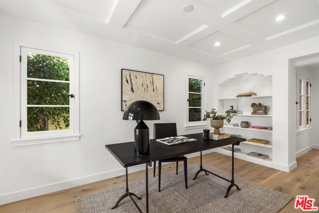 Home Office, Interior, Recessed Lighting, Wood Texture Flooring