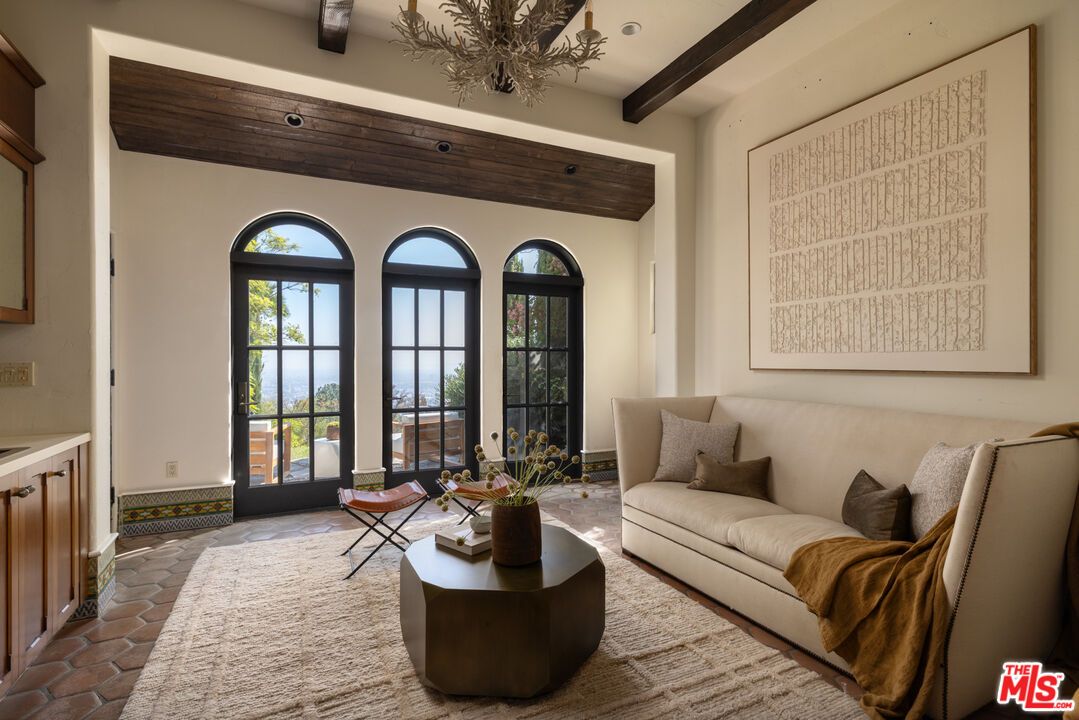 Interior, Living room, Recessed Lighting, Wooden Beams