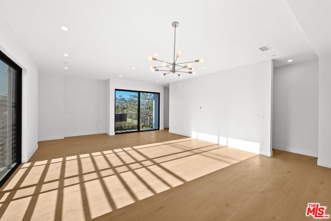 Empty room, Interior, Pendant Lights, Recessed Lighting, Wood Texture Flooring