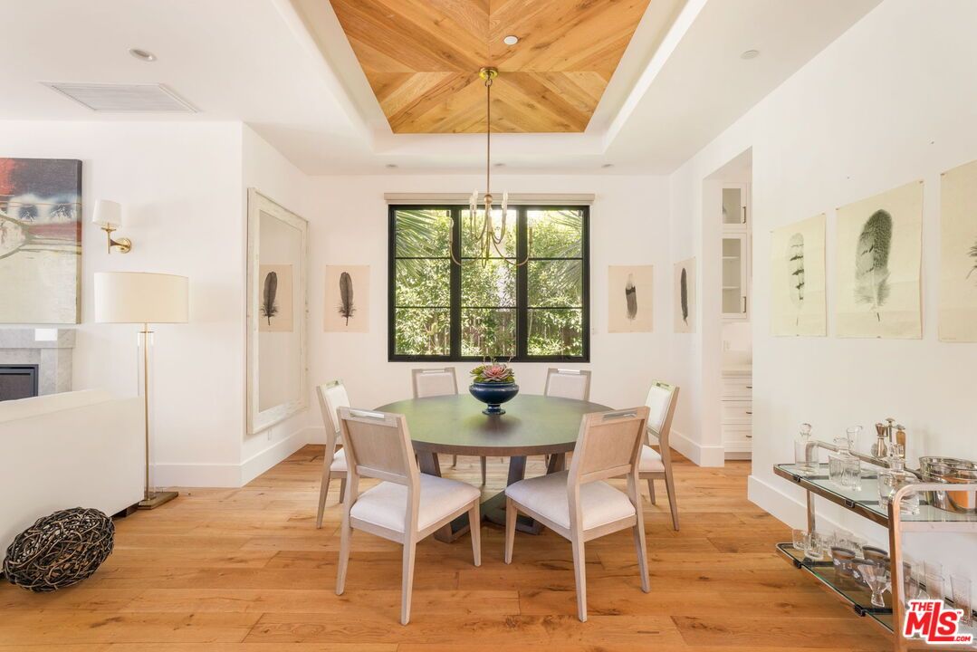 Dining room, Interior, Pendant Lights, Wooden Ceilings, Wood Texture Flooring