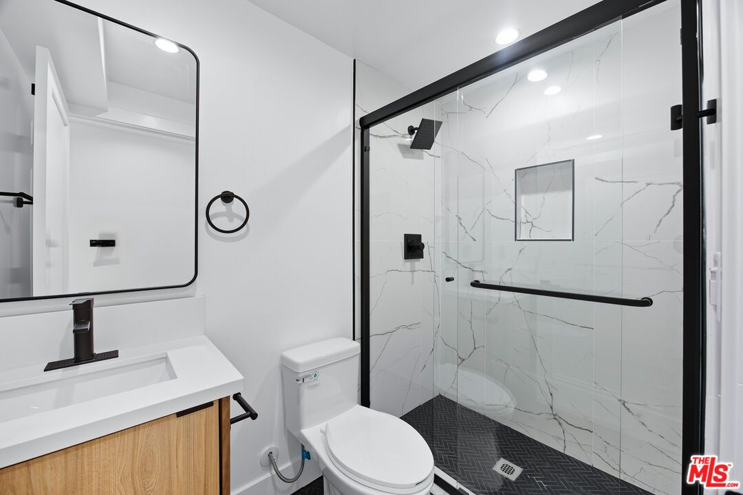 Bathroom, Glass Shower, Interior, Marble Walls, Recessed Lighting