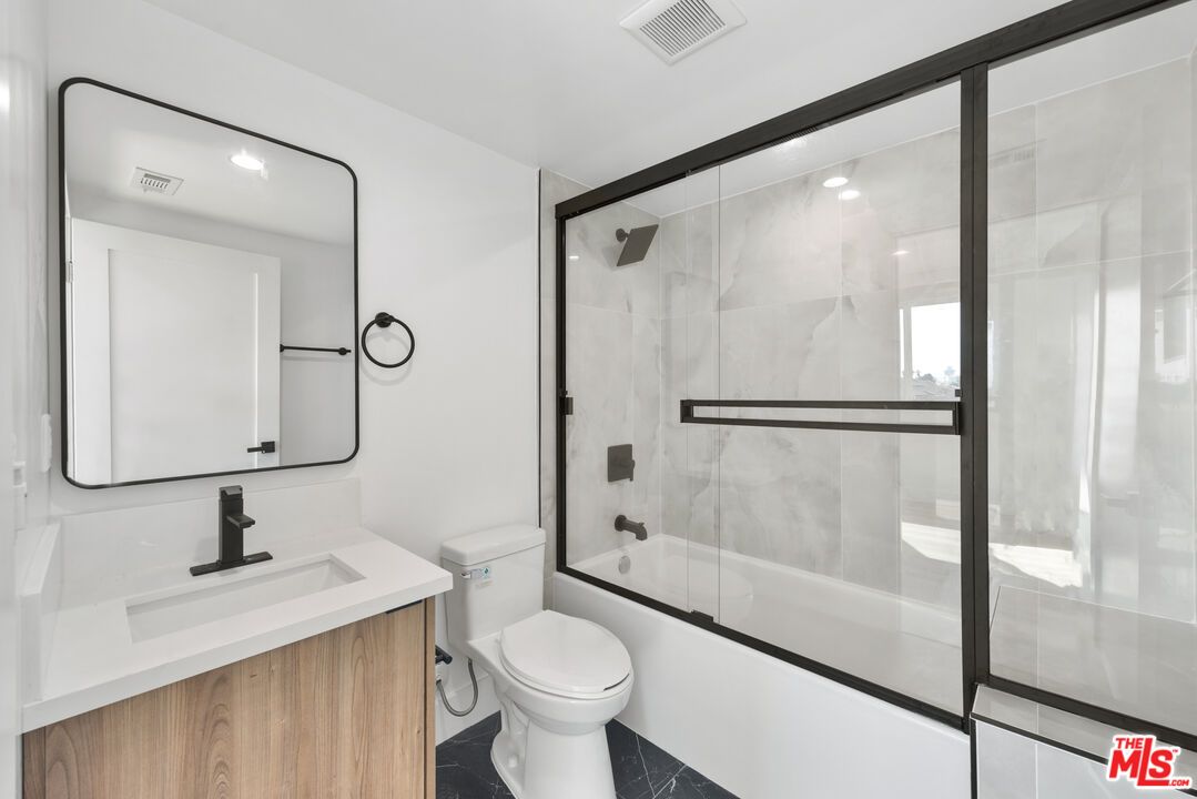 Bathroom, Glass Shower, Interior, Recessed Lighting, Wood Texture Flooring