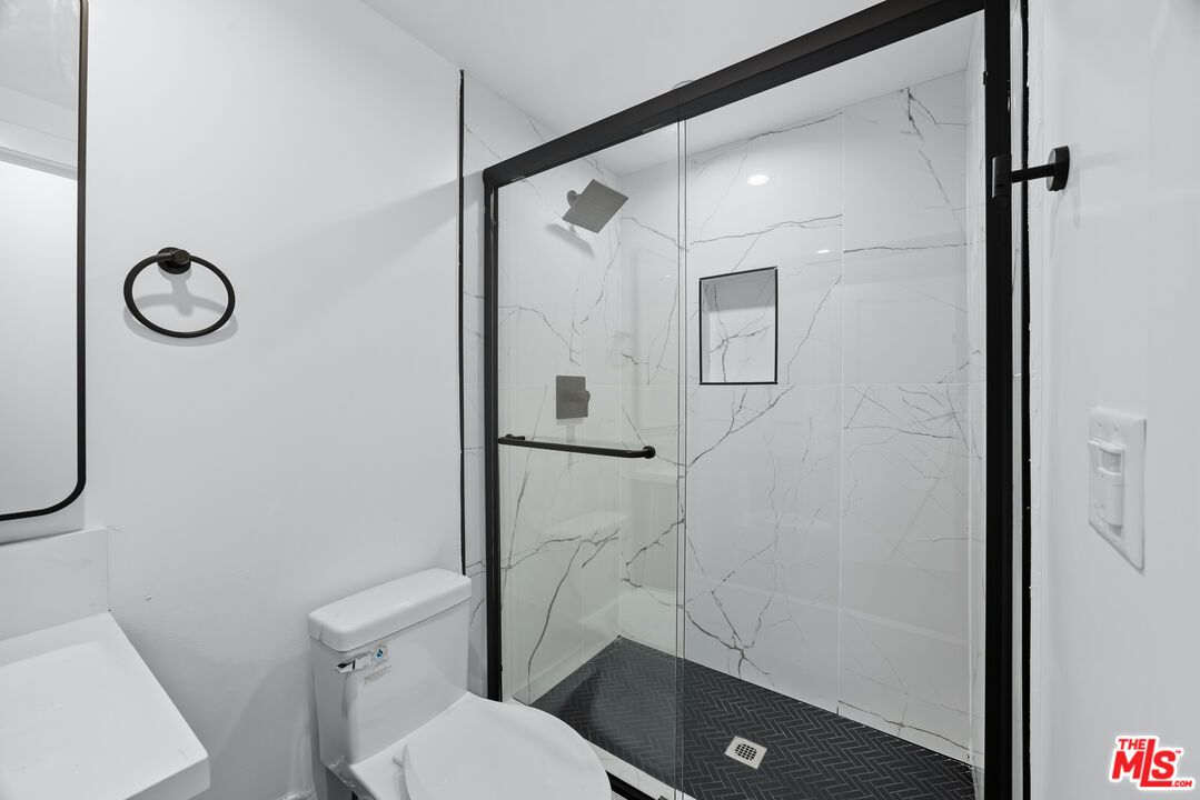 Bathroom, Glass Shower, Interior, Marble Walls, Recessed Lighting