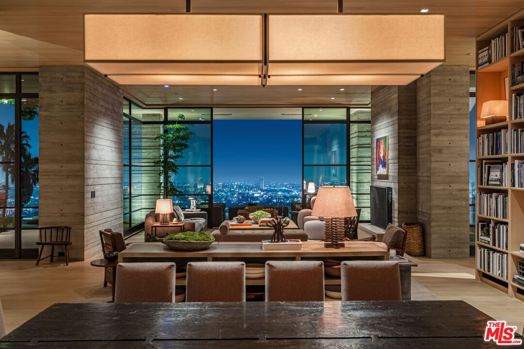 Dining room, Interior, Living room, Recessed Lighting, Wood Texture Flooring, Wooden Walls