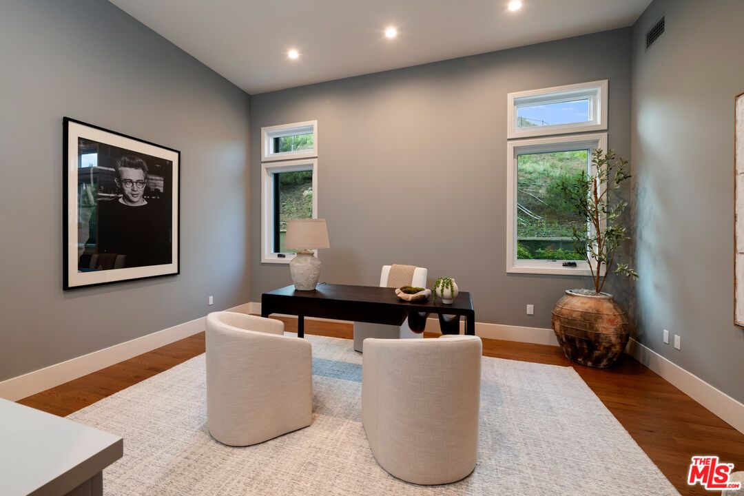 Home Office, Interior, Recessed Lighting, Wood Texture Flooring