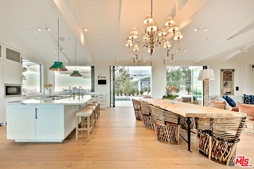 Chandelier, Interior, Kitchen, Pendant Lights, Recessed Lighting, Wood Texture Flooring