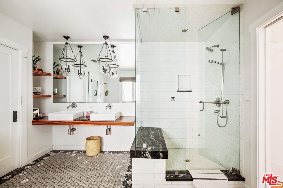 Bathroom, Glass Shower, Interior, Pendant Lights