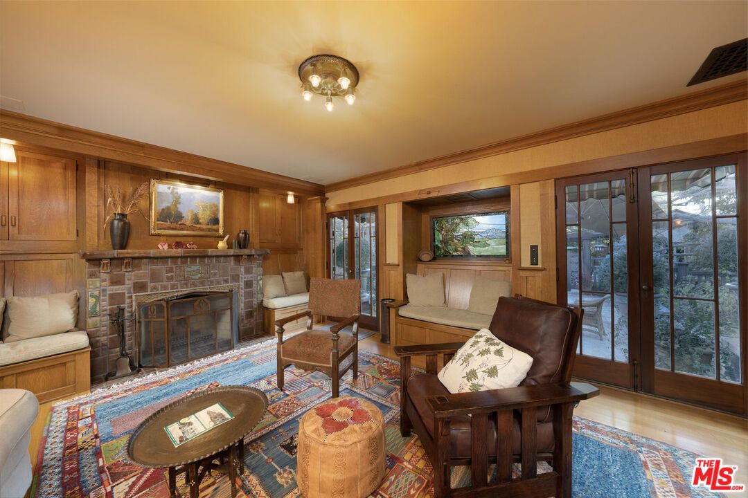 Fireplace, Interior, Living room, Wood Texture Flooring, Wooden Walls