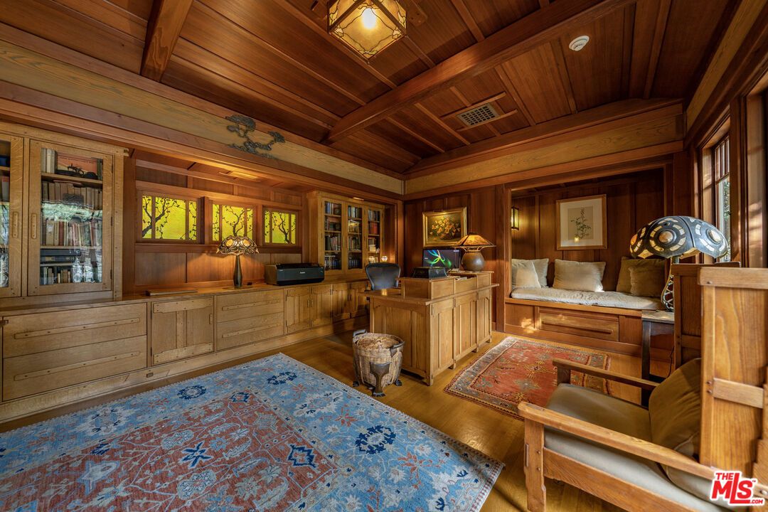 Home Office, Interior, Recessed Lighting, Wooden Beams, Wooden Ceilings, Wood Texture Flooring, Wooden Walls