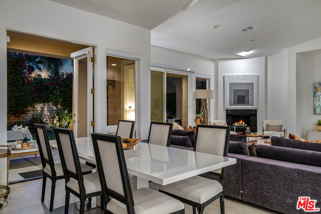 Dining room, Fireplace, Interior, Living room, Recessed Lighting