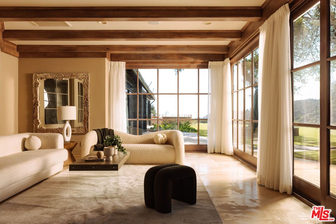 Interior, Living room, Recessed Lighting, Wooden Beams