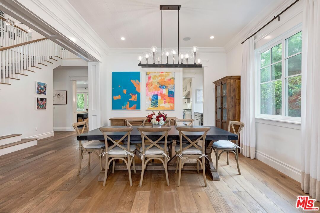 Dining room, Interior, Pendant Lights, Recessed Lighting, Wood Texture Flooring
