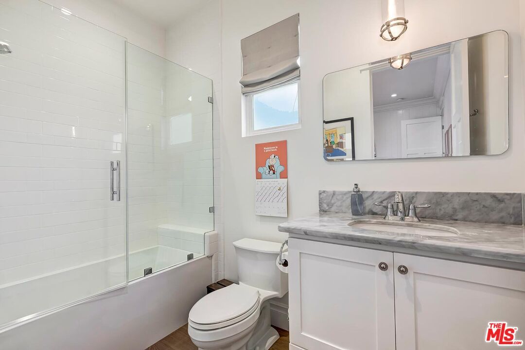 Bathroom, Glass Shower, Interior, Recessed Lighting, Wood Texture Flooring