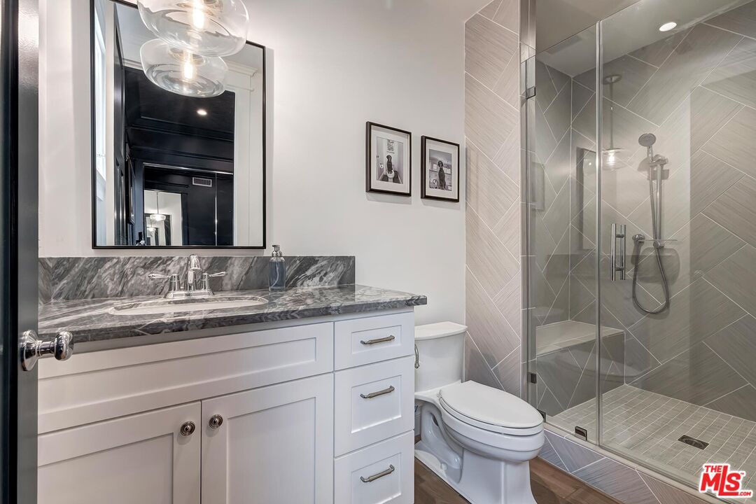 Bathroom, Glass Shower, Interior, Wood Texture Flooring