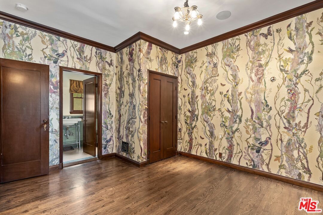 Bathroom, Chandelier, Empty room, Interior, Wood Texture Flooring