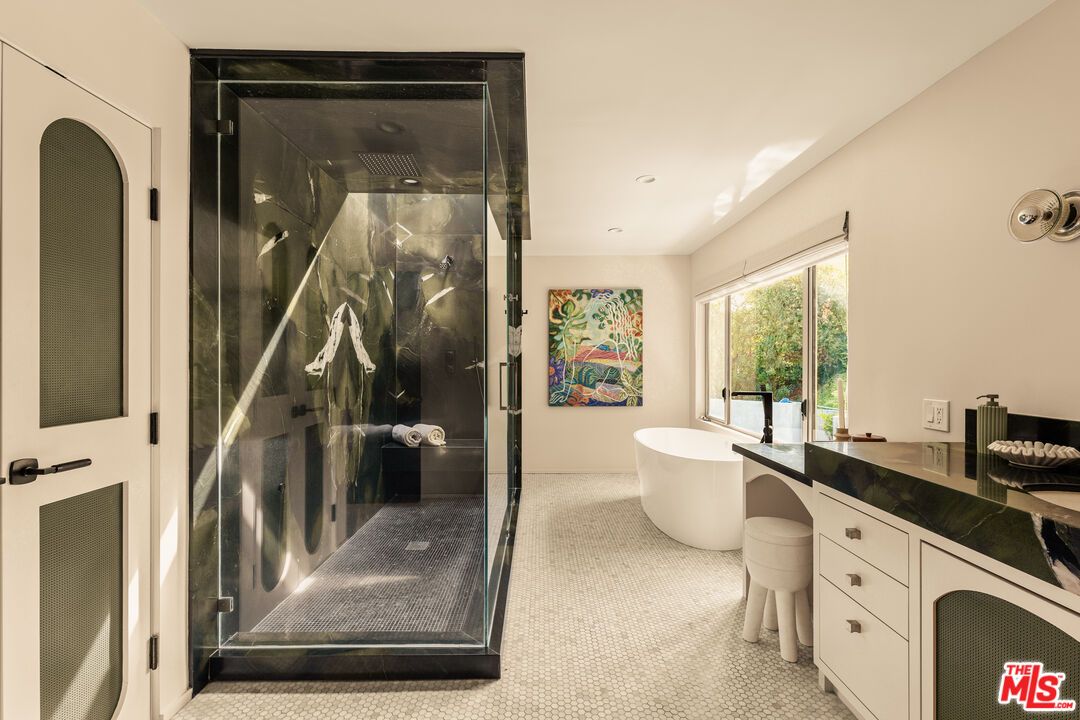 Bathroom, Free Standing Baths, Glass Shower, Interior, Recessed Lighting