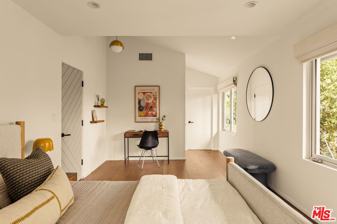Home Office, Interior, Pendant Lights, Wood Texture Flooring