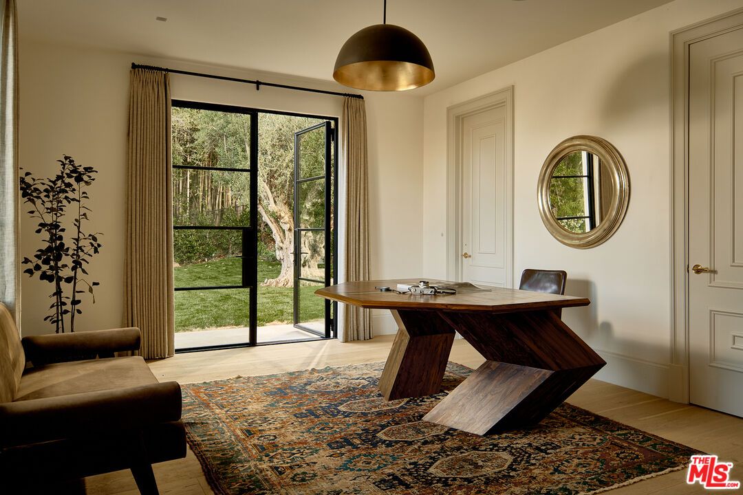 Home Office, Interior, Pendant Lights, Wood Texture Flooring