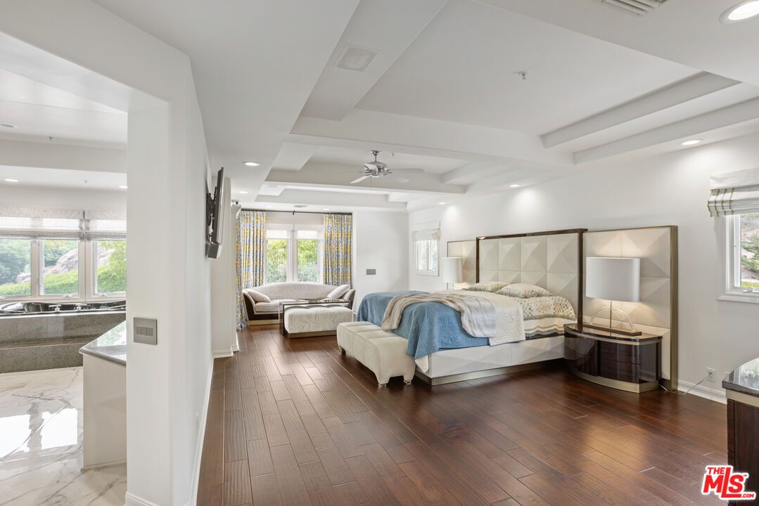 Bedroom, Interior, Marble, Recessed Lighting, Wood Texture Flooring