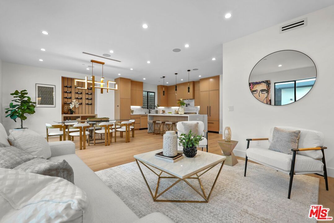 Dining room, Interior, Kitchen, Living room, Pendant Lights, Recessed Lighting, Wood Texture Flooring