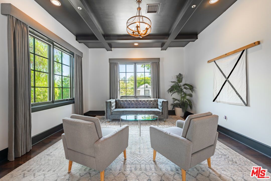 Interior, Living room, Recessed Lighting, Wooden Beams, Wood Texture Flooring