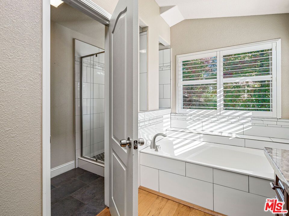 Bathroom, Glass Shower, Interior, Wood Texture Flooring