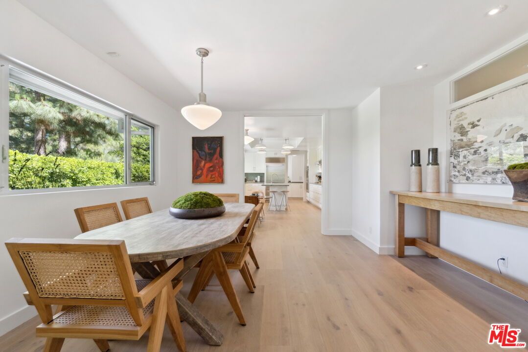 Dining room, Interior, Pendant Lights, Recessed Lighting, Wood Texture Flooring