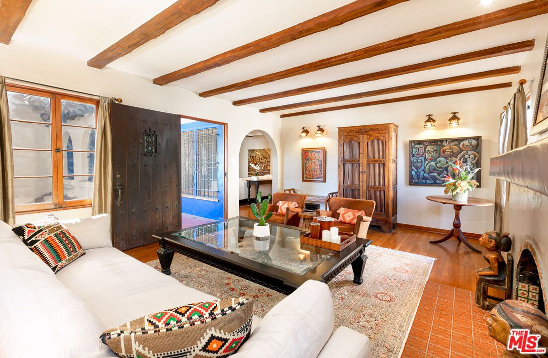 Fireplace, Interior, Living room, Wooden Beams, Wood Texture Flooring