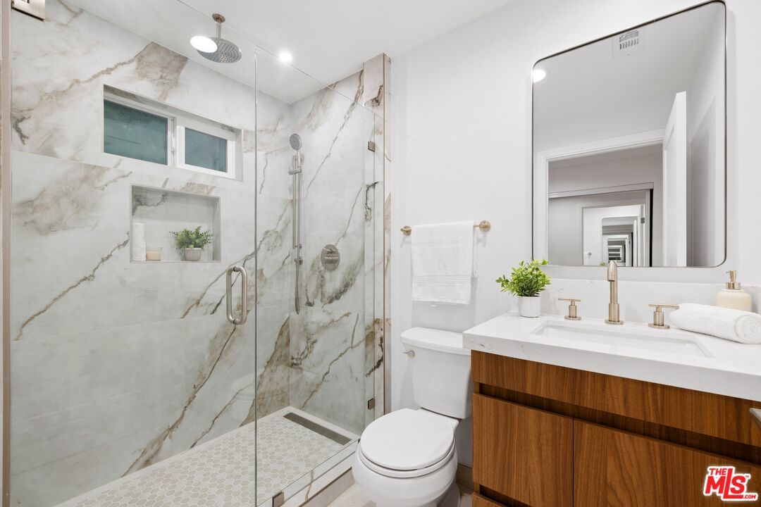 Bathroom, Glass Shower, Interior, Marble Walls, Recessed Lighting