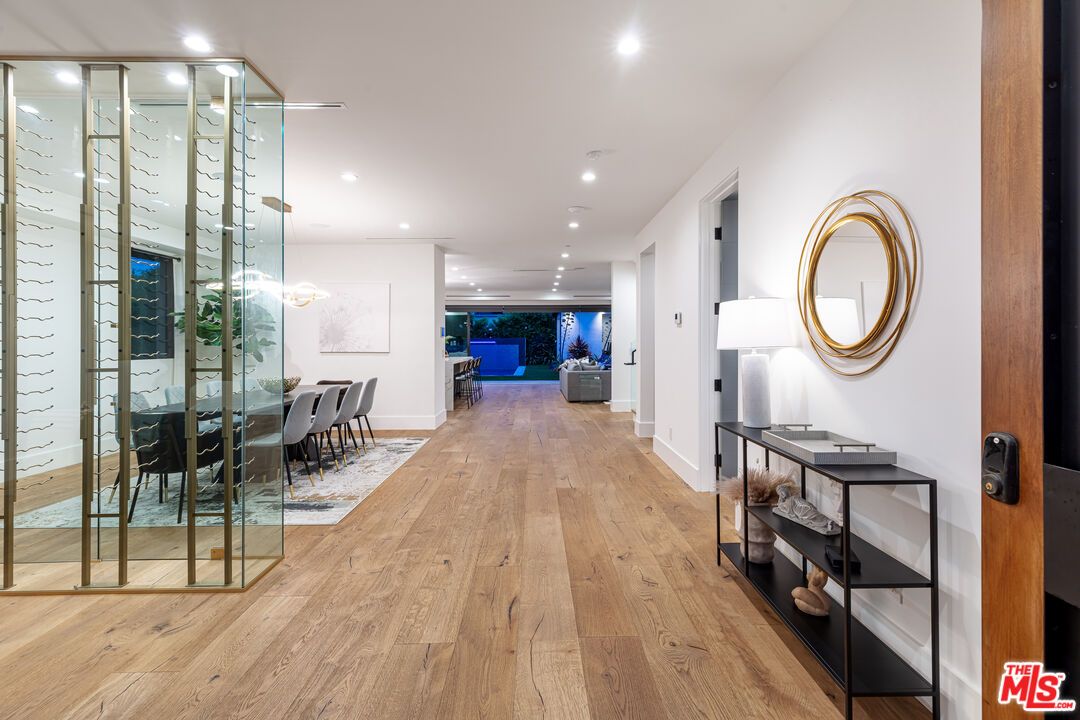 Dining room, Interior, Pendant Lights, Recessed Lighting, Wood Texture Flooring