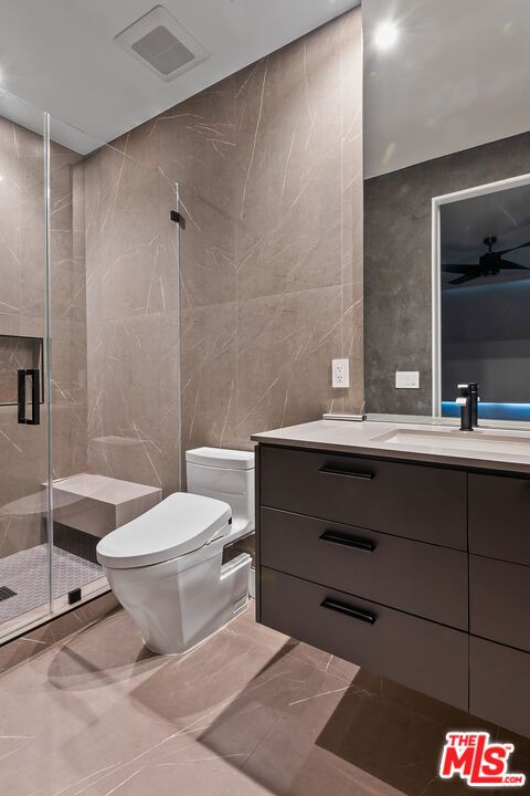 Bathroom, Glass Shower, Interior, Marble Walls, Recessed Lighting