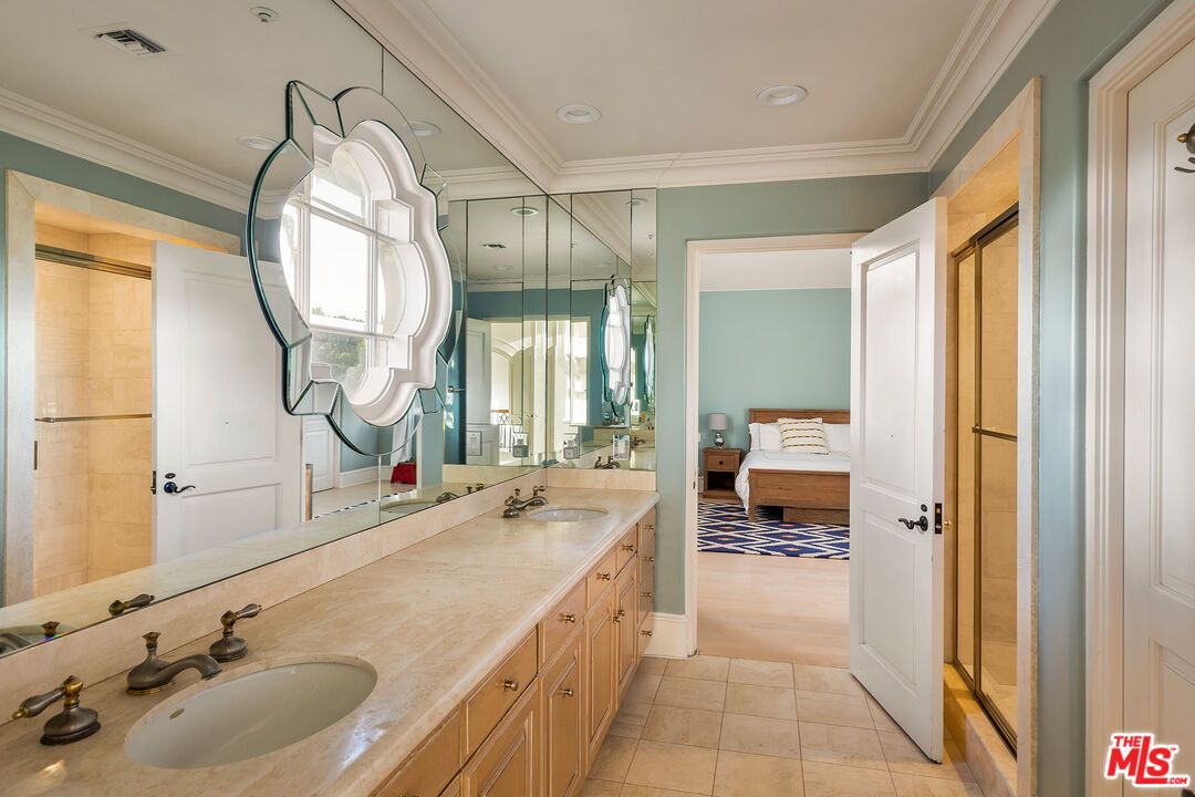 Bathroom, Bedroom, Dual Sink Vanities, Interior, Recessed Lighting, Wood Texture Flooring