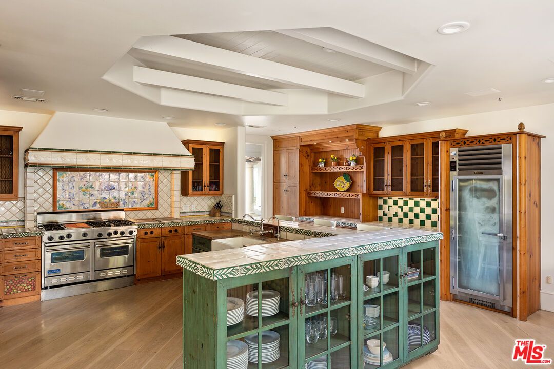 Interior, Kitchen, Recessed Lighting, Stainless Steel Appliances, Tile Countertops, Wood Texture Flooring